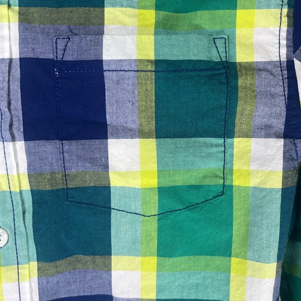 Gymboree long sleeve button down dress shirt blue/green plaid Size‎ Med 7-8